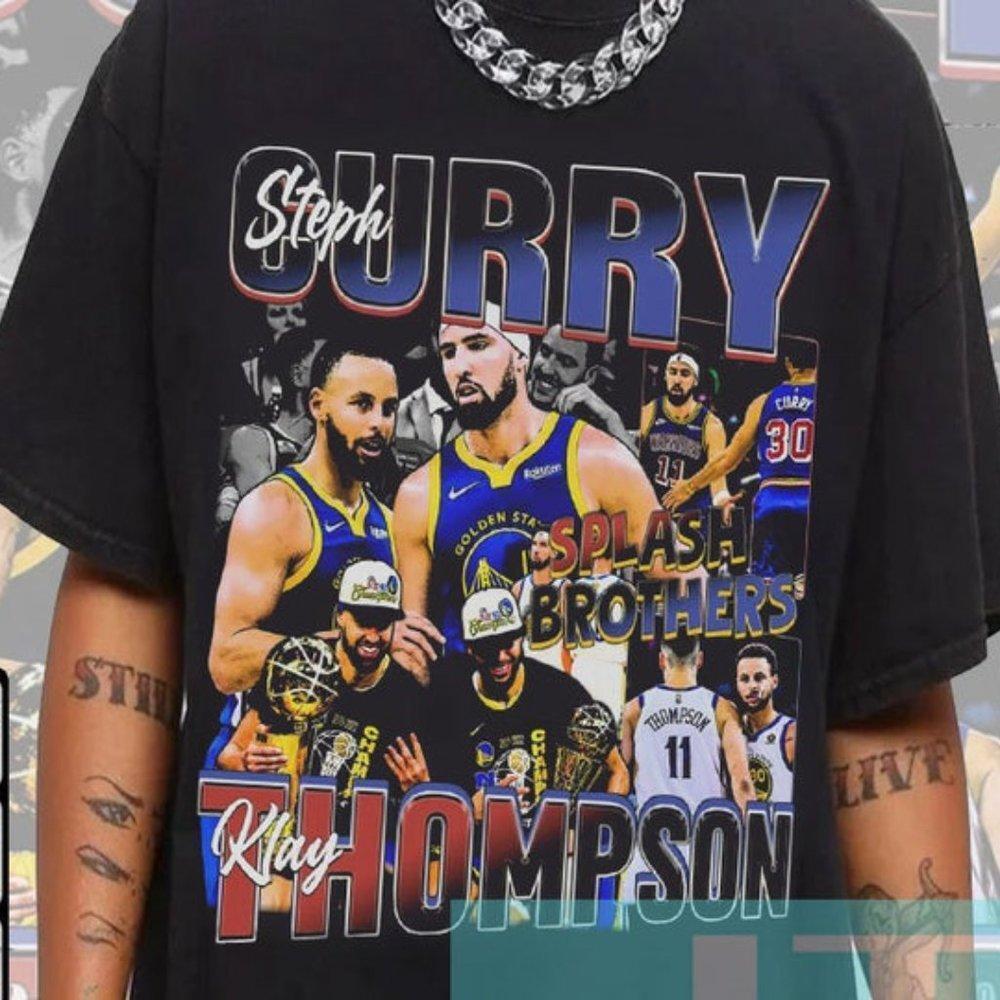 Steph Curry Retro Basketball Splash Brothers Golden State Unisex Tshirt